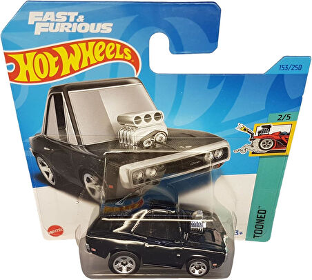 Hot Wheels - ´70 Dodge Charger - Tooned 2/5 - Hkg57 - Short Card - Fast & Furious - Siyah - Mattel 2