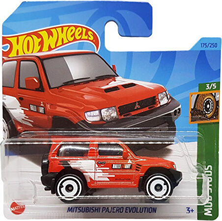 Hot Wheels - Mitsubishi Bajero Evolution - Mud Studs 3/5 - Hkg47 - Short Card - Ralli Art - Kırmızı 