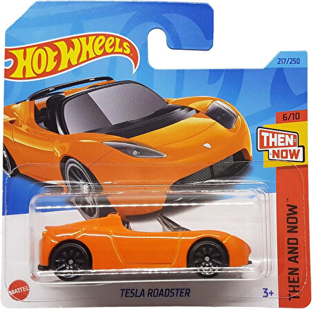 Hot Wheels - Tesla Roadster - Then And Now 6/10 - Hkj44 - Short Card - Cabriolet - Orange - Mattel 2