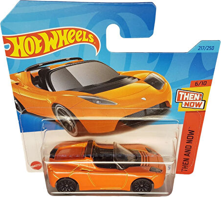 Hot Wheels - Tesla Roadster - Then And Now 6/10 - Hkj44 - Short Card - Cabriolet - Orange - Mattel 2