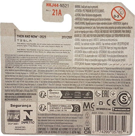 Hot Wheels - Tesla Roadster - Then And Now 6/10 - Hkj44 - Short Card - Cabriolet - Orange - Mattel 2