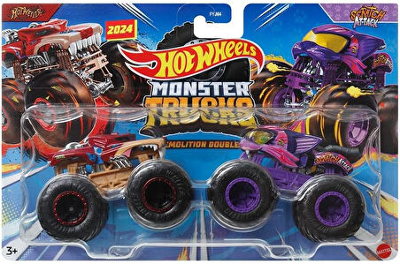 Hot Wheels Monster Trucks 1:64 Güçlü İkili Arabalar Hotweiler - Scratch Attack Fyj64-Hwn66
