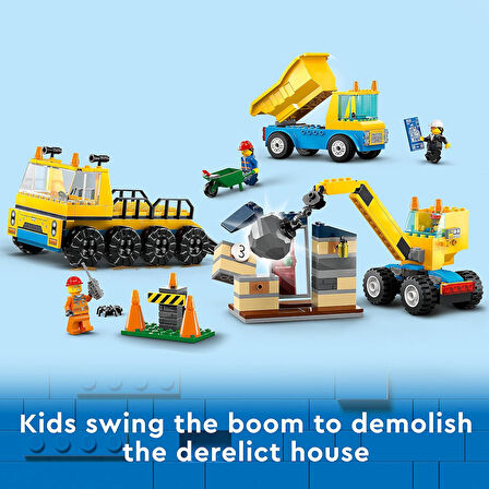 Lego City İnşaat Kamyonları Ve Yıkım Gülleli Vinç 60391