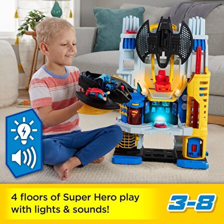 Imaginext Dc Super Friends - Batman Ve Süpermen Figürleri, Batwing Uçağı Ve Itmek Için Batcycle Ile 