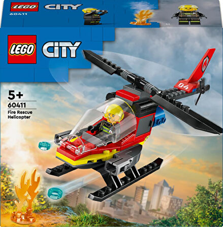 Lego City İtfaiye Kurtarma Helikopteri 60411-5 Yaş Ve Üzeri Çocuklar Için Pilot Minifigürü İçeren Ya