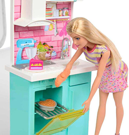 Barbie Brooklyn Ve Malibu Pasta Yapıyor Oyun Seti Hjy94