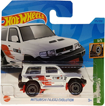 Hot Wheels - Mitsubishi Bajero Evolution - Mud Studs 3/5 - Hkk36 - Short Card - Beyaz - Rally Art - 