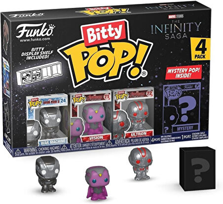 Funko Bitty Pop! Marvel - Iron Man - War Machine, Vision, Ultron Ve Sürpriz Mini Gizem Figürü - 2,2 