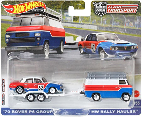 Hot Wheels Premium Hkf45 Team Transport '70 Rover P6 Group 2 / Hw Rally Hauler (#55)