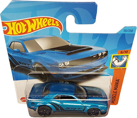 Hot Wheels - ´18 Dodge Challenger Srt Demon - Muscle Mania 6/10 - Hkj54 - Short Card - Mopar - Mavi 