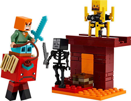 Lego Minecraft Nether Lav Savaşı 21266 – Çocuklar Için Alex Figürü, Yaratıklar, Wither Skeleton, Kıl