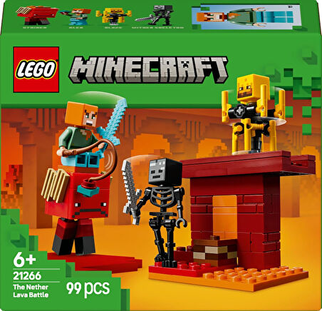 Lego Minecraft Nether Lav Savaşı 21266 – Çocuklar Için Alex Figürü, Yaratıklar, Wither Skeleton, Kıl