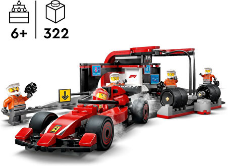 Lego City Ferrari Arabalı F1 Pit Stop Ve Pit Ekibi 60443-6 Yaş Ve Üzeri Çocuklar Için Yarış Arabası 