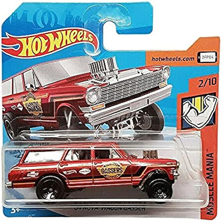 Hot Wheels - ´64 Nova Wagon Gasser - Ghd05 - Muscle Mania 2/10 - Short Card - Gm General Motors - Go