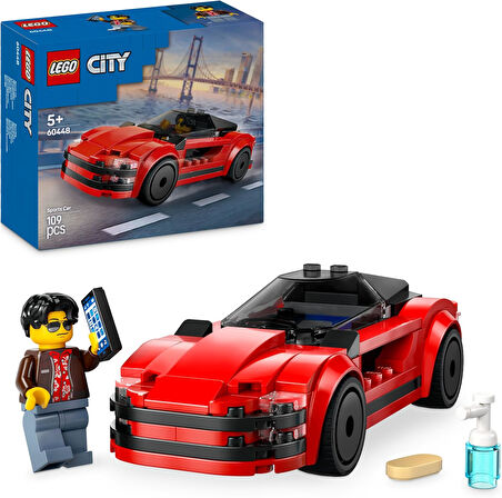 Lego City Kırmızı Spor Araba 60448-5 Yaş Ve Üzeri Çocuklar Için Yaratıcı Oyuncak Yapım Seti, Doğum G
