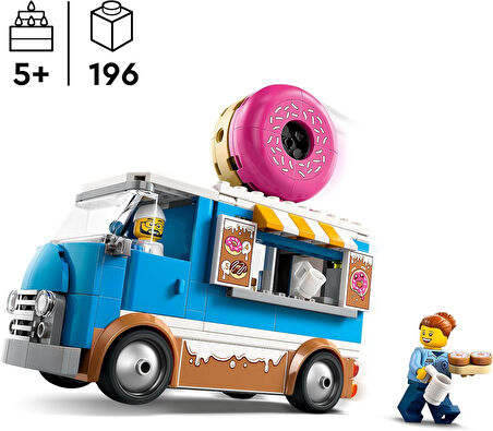 Lego City Donut Kamyonu 60452-5 Yaş Ve Üzeri Çocuklar Için Yaratıcı Oyuncak Yapım Seti, Doğum Günü H