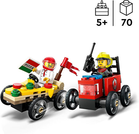 Lego City Pizza Arabası İtfaiye Kamyonuna Karşı Yarış Arabası Paketi 60458-5 Yaş Ve Üzeri Çocuklar I