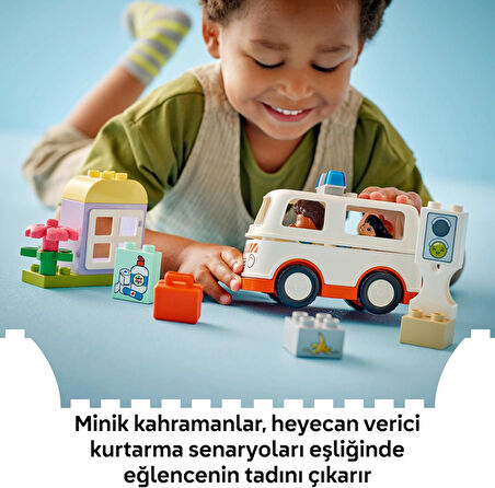 Lego Duplo Town Ambulans Ve Sürücü 10447-2 Yaş Ve Üzeri Çocuklar Için Eğitici Ve Yaratıcı Oyuncak Ya