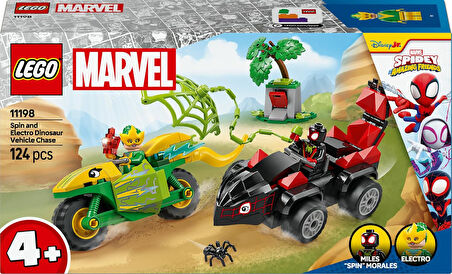 Lego Marvel Spidey Ve İnanılmaz Arkadaşları Spin Ve Electro Dinozor Aracı Takibi 11198-4 Yaş Ve Üzer
