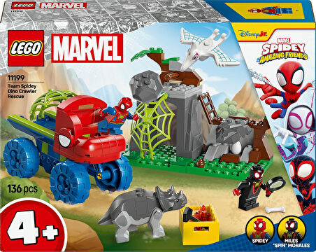 Lego Marvel Spidey Ve İnanılmaz Arkadaşları Spidey Ekibi Dinozor Kamyonlu Kurtarma 11199-4 Yaş Ve Üz