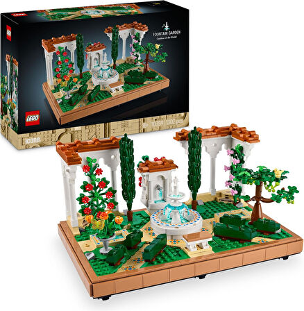 Lego Icons Fıskiyeli Bahçe 10359 – Yetişkinler İçin Ev Ve Ofis Dekoru, Selvi Ağaçları, Çiçekler Ve H