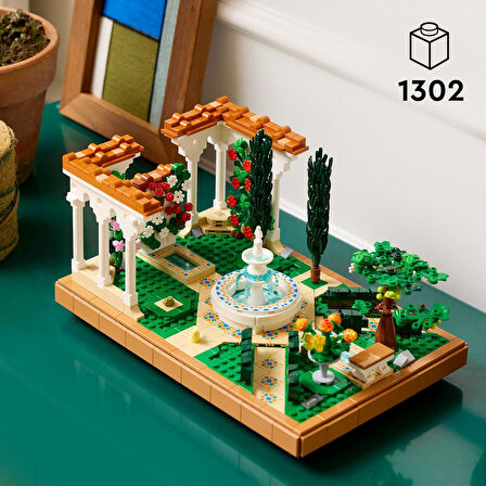 Lego Icons Fıskiyeli Bahçe 10359 – Yetişkinler İçin Ev Ve Ofis Dekoru, Selvi Ağaçları, Çiçekler Ve H