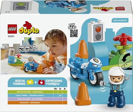 Lego Duplo Kasabası Mavi Polis Motosikleti 10471-2 Yaş Ve Üzeri Çocuklar Için Memur Figürü, Koniler 