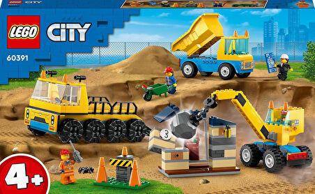 Lego City İnşaat Kamyonları Ve Yıkım Gülleli Vinç 60391 (235 Parça)