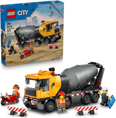 Lego City Beton Mikseri 60478-7 Yaş Ve Üzeri Çocuklar Için 3 İnşaat İşçisi Minifigürü Ve Aksesuarlar