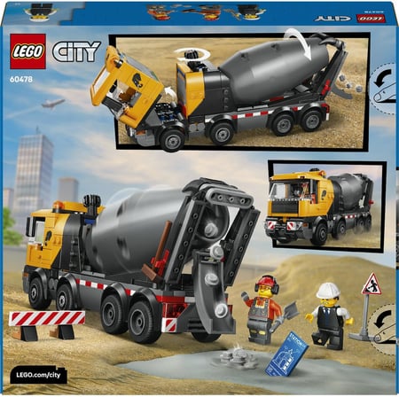 Lego City Beton Mikseri 60478-7 Yaş Ve Üzeri Çocuklar Için 3 İnşaat İşçisi Minifigürü Ve Aksesuarlar