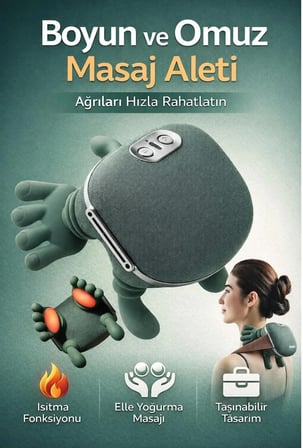 Boyun ve Omuz Masaj Aleti – Taşınabilir Servikal Masaj Cihazı, Şarjlı Boyun Masajı