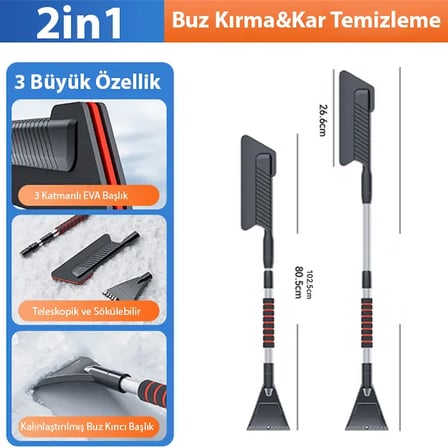 ALLY Araba Kar Fırçası Kar Küreği Teleskopik Döndürülebilir Araç Kar Fırçası-()
