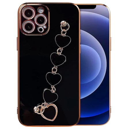 Ally iPhone  Pro .inç Kılıf Kalp Bileklik Tutuculu Lüx Silikon Askılı Kılıf-()