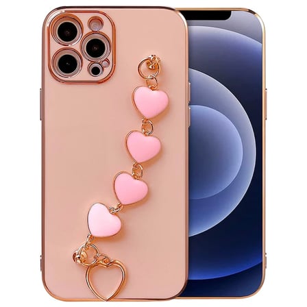 Ally iPhone  Pro .inç Kılıf Kalp Bileklik Tutuculu Lüx Silikon Askılı Kılıf-()