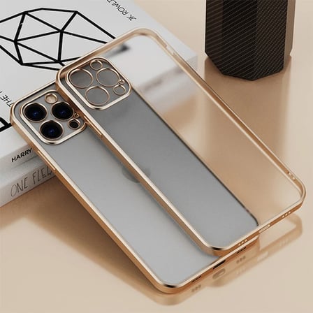 iPhone  Pro Renkli Kenar Şeffaf Kılıf Kamera Korumalı Silikon Kılıf-()