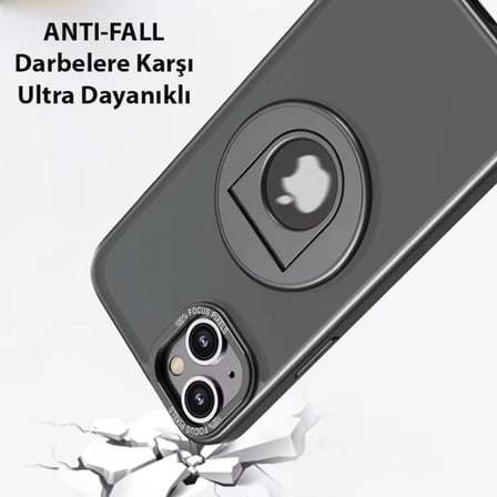 ALLY iPhone 15 Plus İçin Magsafe Uyumlu Yüzük Standlı Manyetik Silikon Kılıf-(5775)