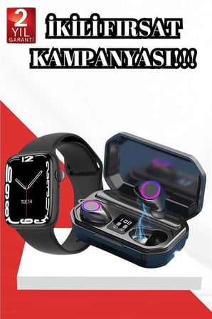 Model Akıllı Saat ve Bluetooth Kulaklık . Bluetooth Bağlantılı Dokunmatik Ekran