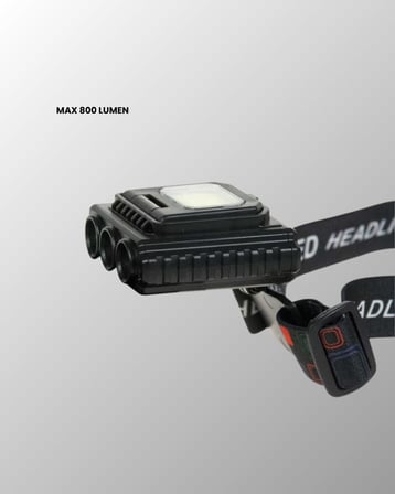 800 Lumen Çok Fonksiyonlu LED Kafa Lambası Type C Şarjlı