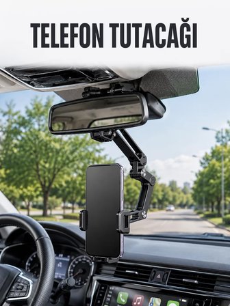 Araç Dikiz Aynası Telefon Tutucu Ayarlanabilir Katlanabilir Navigasyon Telefon Standı