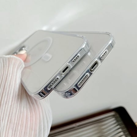 ALLY iPhone 15 Pro Max Magsafe Uyumlu Manyetik Şeffaf Silikon Kılıf-(5775)