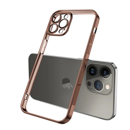 ALLY Fashion Series iPhone 13 Pro Max Kılıf Renkli Kenar Lazer Çerçeveli Silikon Kılıf-(5775)