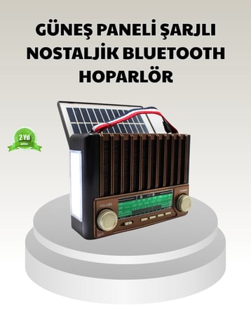 Güneş Enerjili Taşınabilir Hoparlör KTF- Bluetooth Radyo USB SD Kart Destekli
