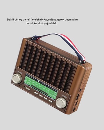 Güneş Enerjili Taşınabilir Hoparlör KTF- Bluetooth Radyo USB SD Kart Destekli