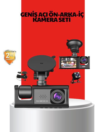 ° Geniş Açı Ön-Arka-İç Kamera Seti – Tam Kapsamlı Araç Güvenliği