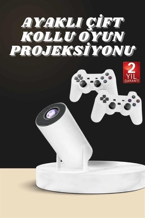 Projeksiyon Cihazı Video Oyun Konsolu Projektör Taşınabilir Ayaklı Çift Kollu K Çözünürlüklü