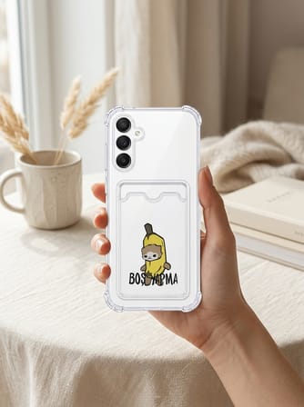 Samsung Galaxy A26 Boş Yapma Muz Detaylı Kart Bölmeli Şeffaf Telefon Kılıfı