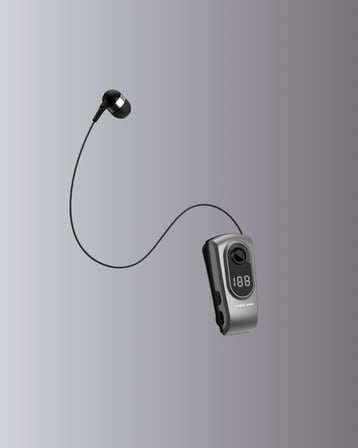 Profesyonel Bluetooth Kulaklık – Klipsli Titreşimli Dijital Göstergeli