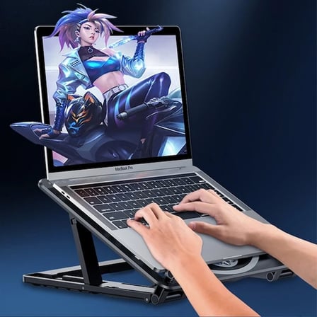 ALLY Ayarlanabilir Taban Çift Fanlı Tablet ve Laptop Soğutucu Stand-()