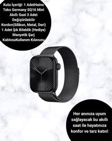 SQ-16 Mini Series 10 – Dokunmatik Akıllı Saat | Kalp Ritmi SpO2 Uyku Takibi