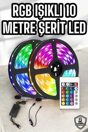 Yeni Nesil RGB Işıklı Metre Şerit Led Kumandalı Şarj Edilebilir